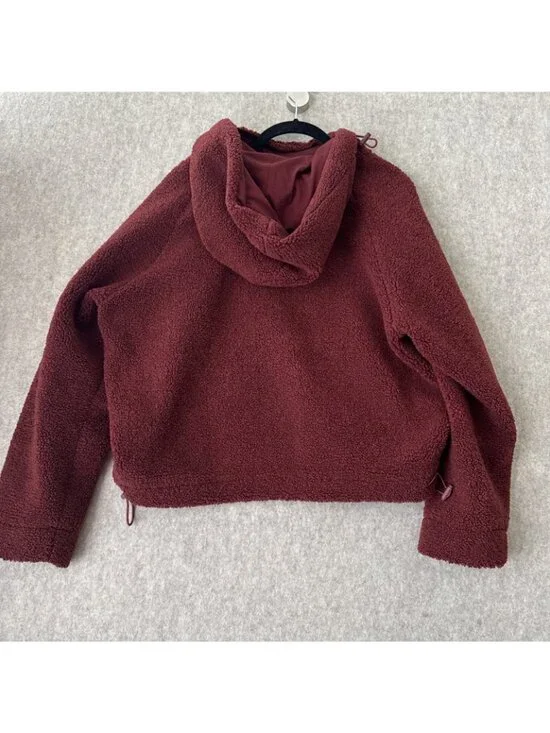 VINCE Cozy Pile Fleece Pullover Hoodie Anise Red Womens Small - Picture 8 of 9